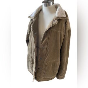 BULLHEAD Corduroy Jacket Men's L sherpa Button Front Dark Tan workwear outdoors